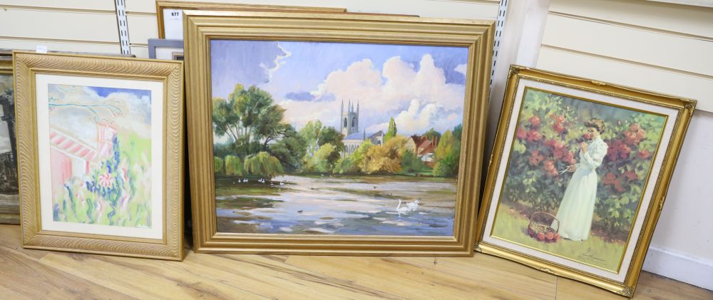 Sylvan Alleyne, watercolour, Lily pond, signed, 43 x 32cm